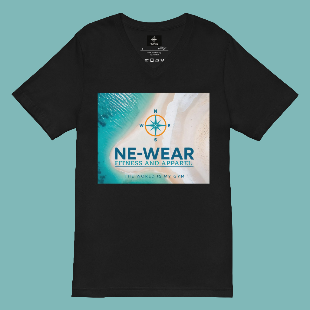 NE-WEAR Compass V-Neck Tee – “The World Is My Gym”